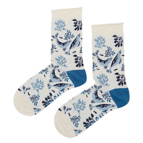 Seasalt Cornwall Bamboo Arty Socks - Harbour Seals Chalk